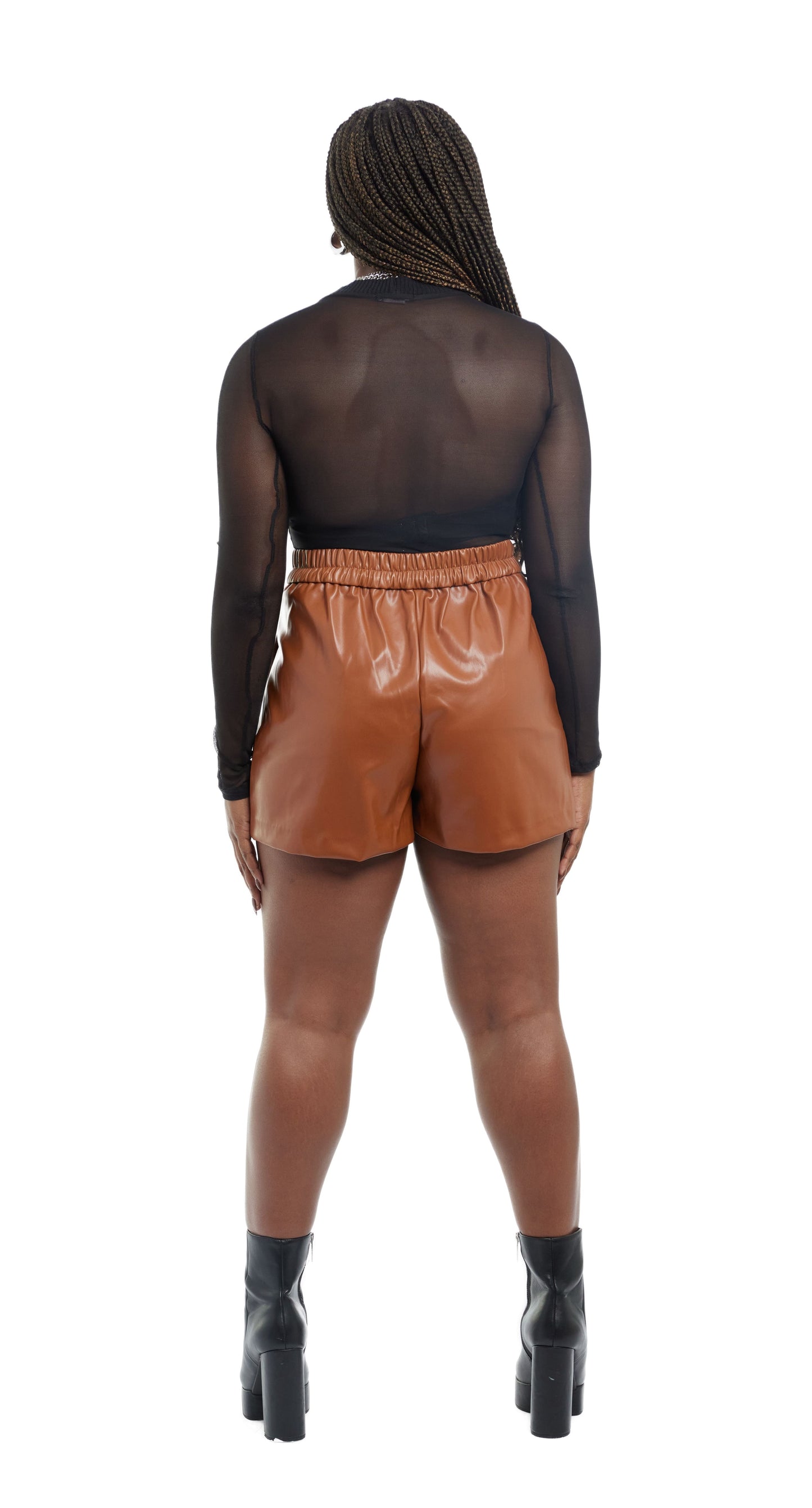 Caramel Faux Leather Shorts